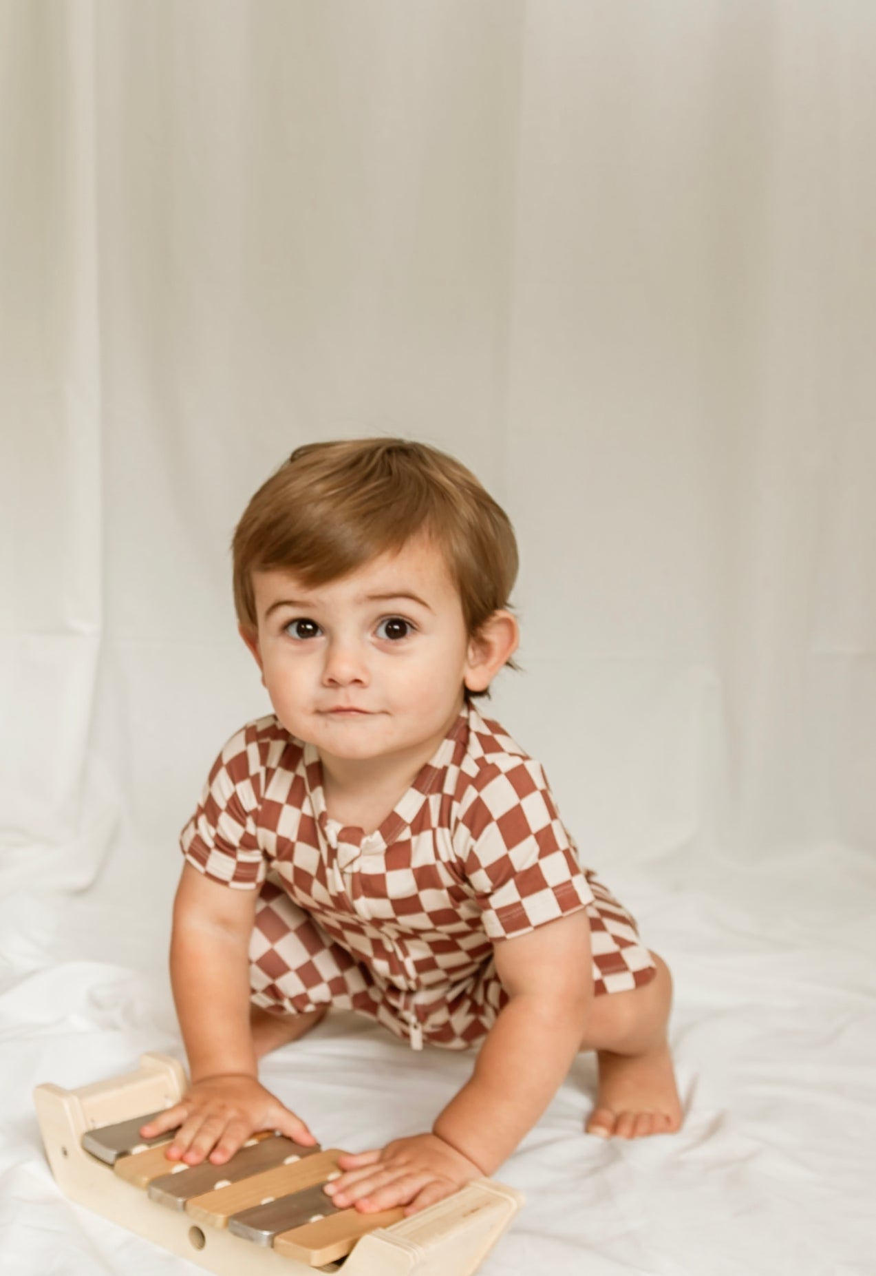 Rusty Checkers - Shortie Romper