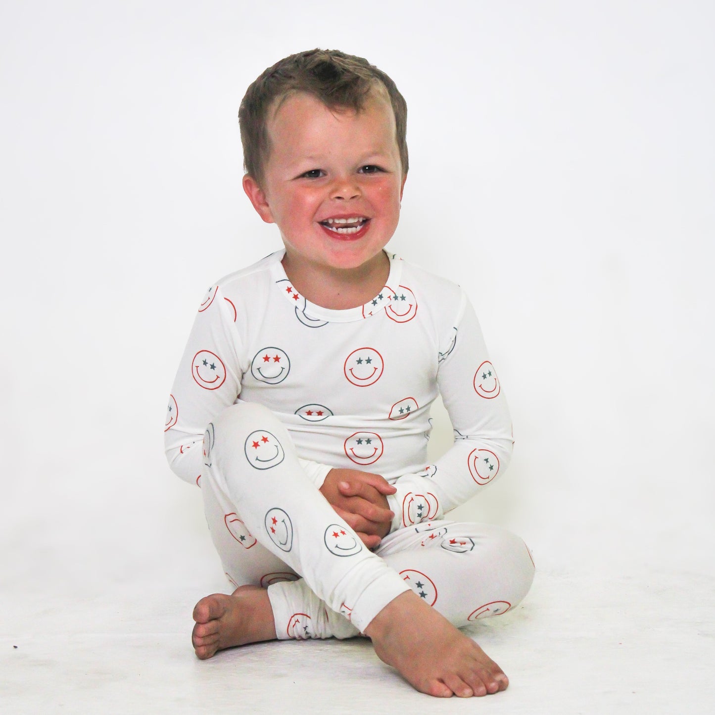 Red, White and Blue Smiley- Long Sleeve Set