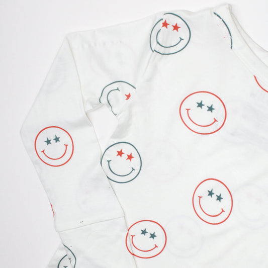 Red, White and Blue Smiley- Long Sleeve Set
